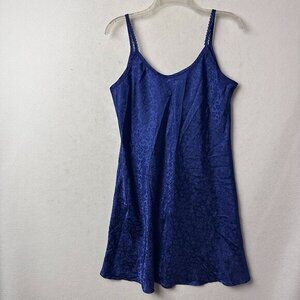 Erika Taylor Slip Dress sz‎ L Chemise Nightgown blue animal print VTG 90's Y2K